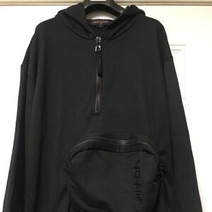 Black LV  With Front Pack Quarter Zip Hoodie